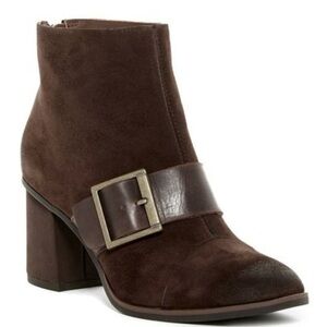 New Korks Denoon Genuine Suede Chocolate Brown Decorative Straps Brass Buckles